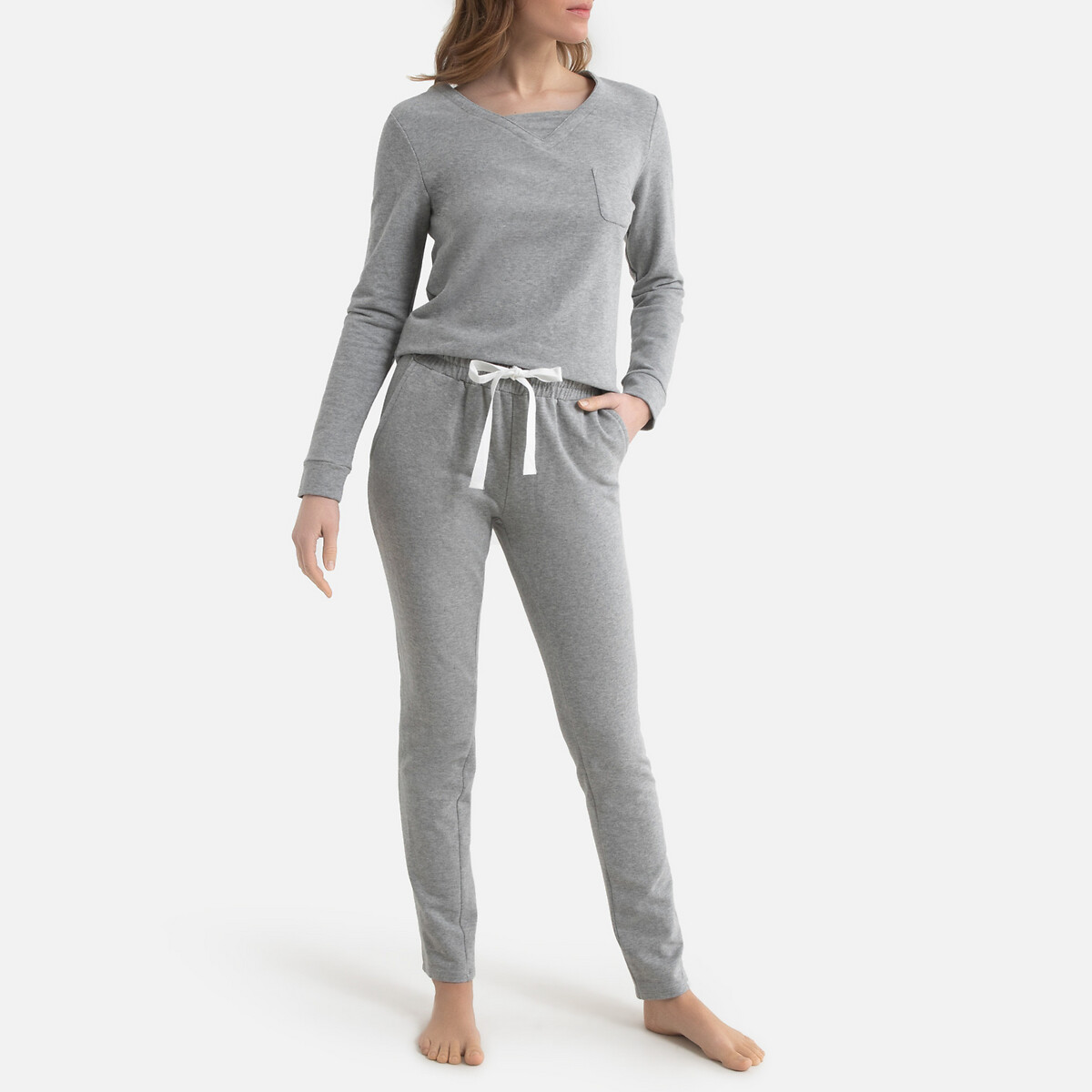 Pijama 2 prendas de felpa gris jaspeado La Redoute Collections La Redoute