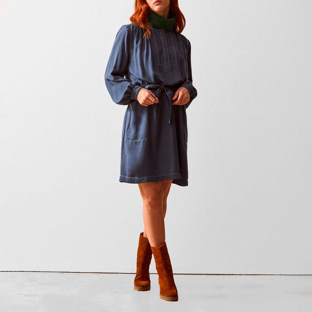 Robe loose vas e viscose koanie cobalt Bensimon La Redoute