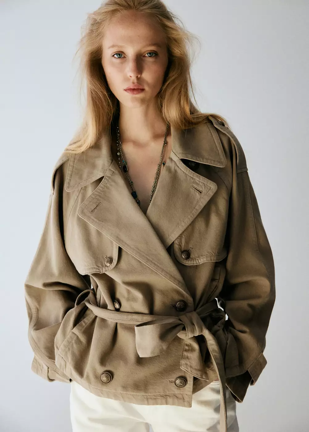 Trench denim ceinture, MANGO