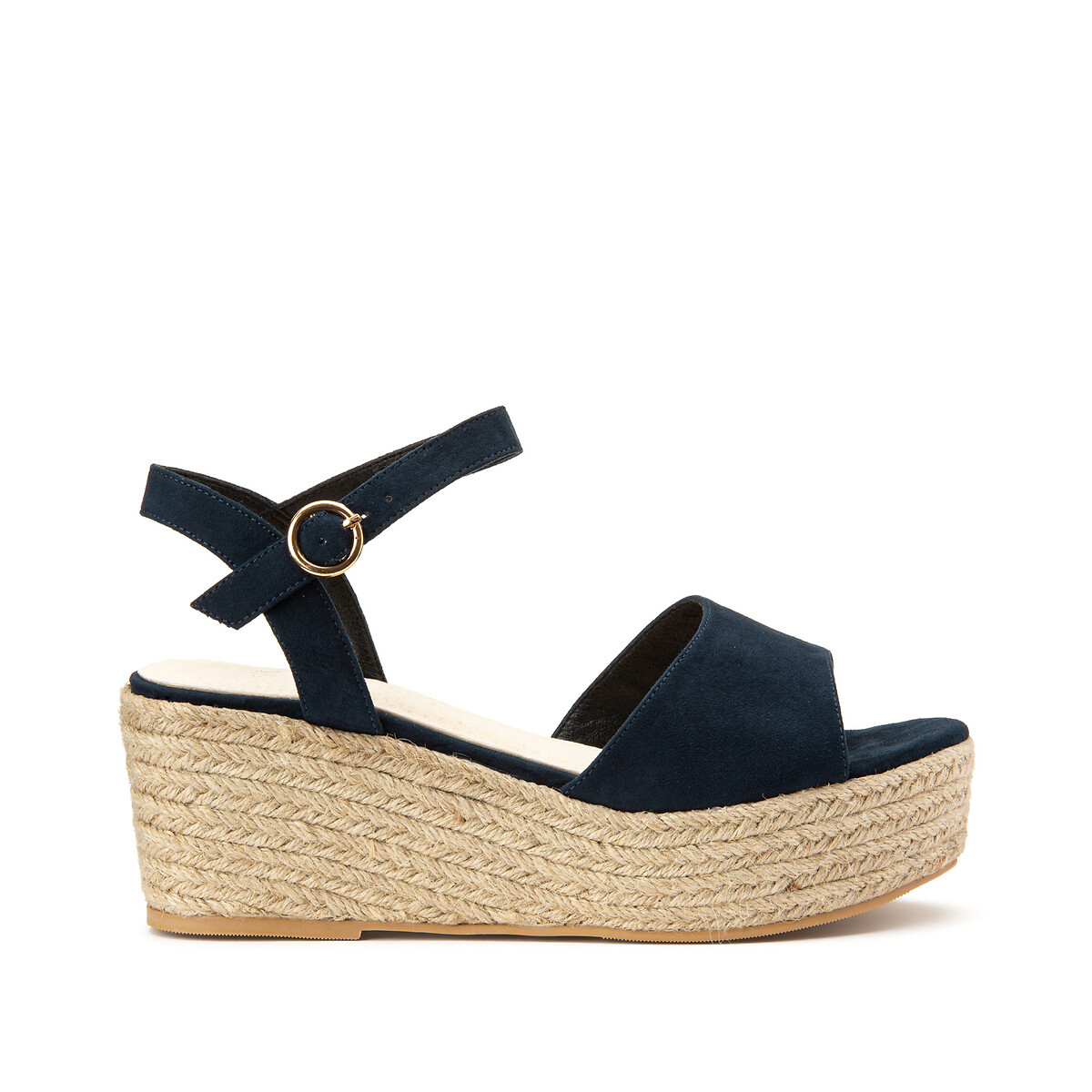 Recycled wide fit espadrille with heel navy blue La Redoute Collections | La Redoute