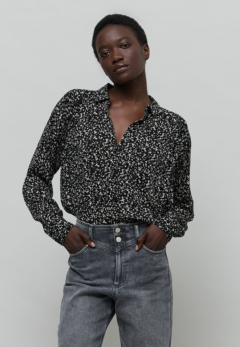 Graphic Print Blouse with Long Sleeves, IKKS