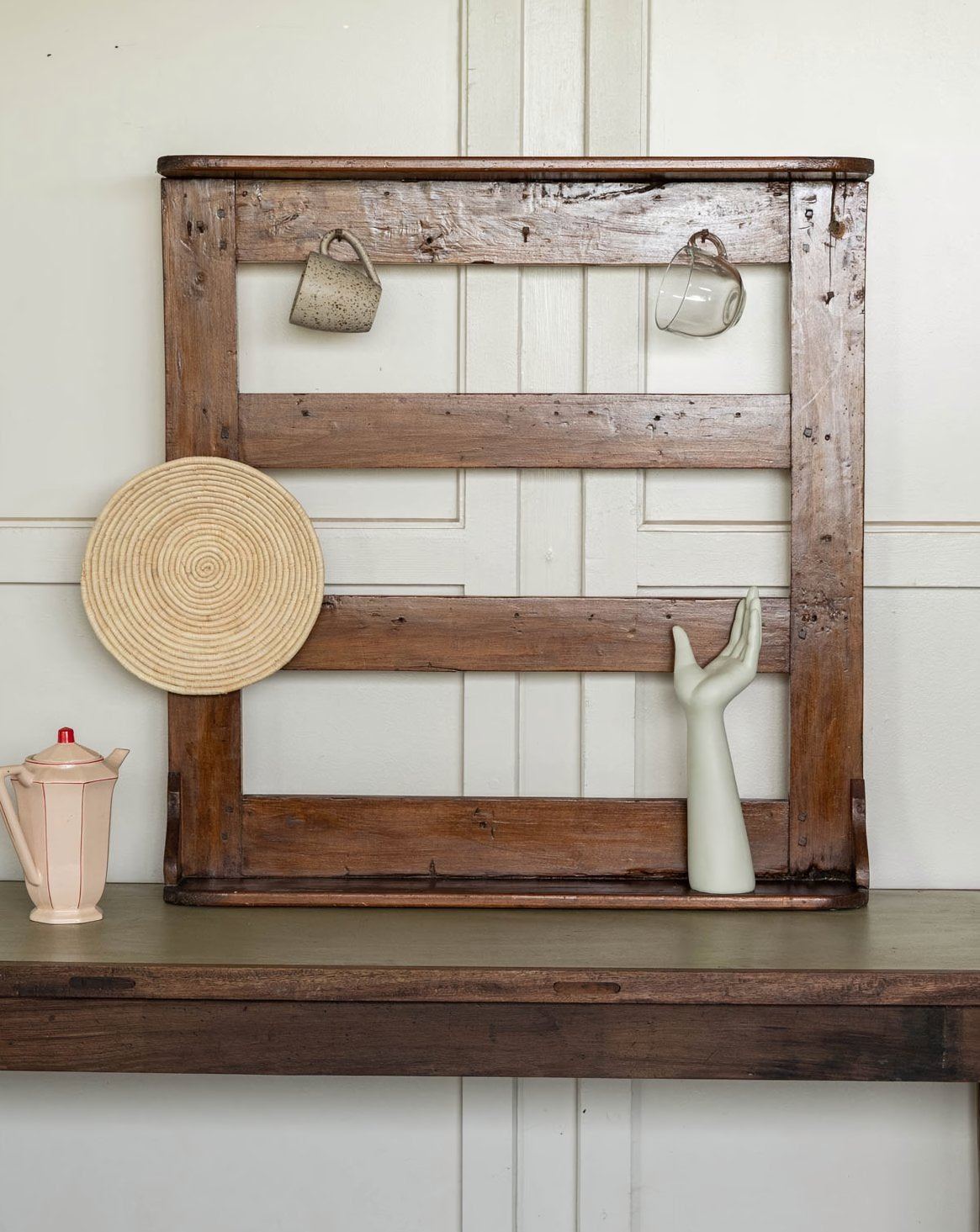 Ancienne étagère à casseroles en bois Gaëlle N°1572 - Bon état, DEBONGOUT