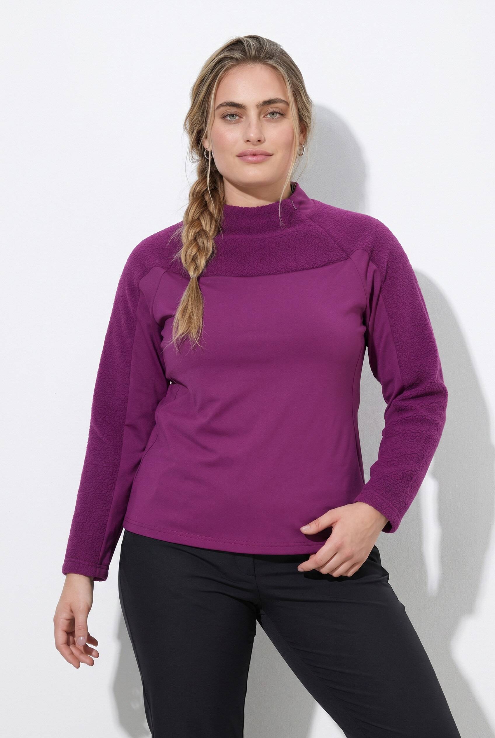 Sweat-shirt en polaire bouclée, col montant, ULLA POPKEN