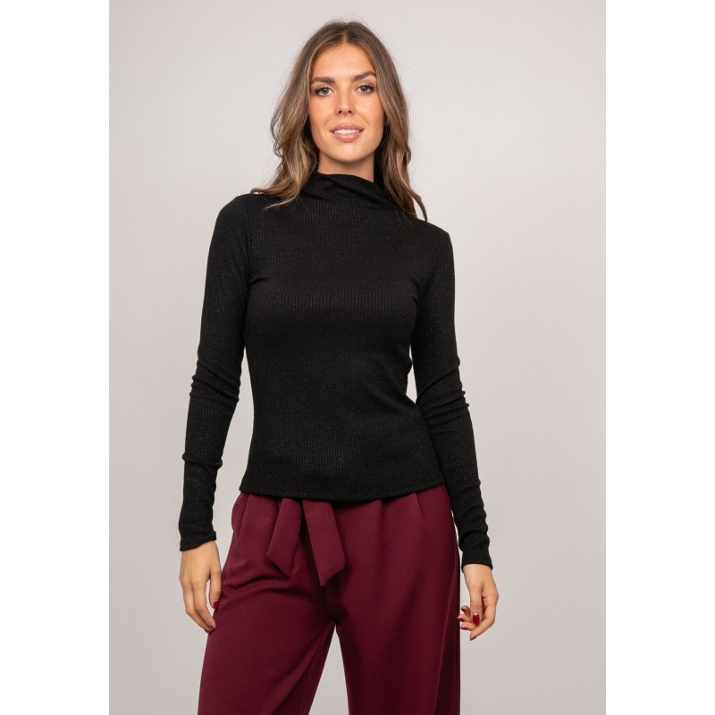 Sous-pull Côtelé Col Montant Fils Brillants Fodya, DONA LISA
