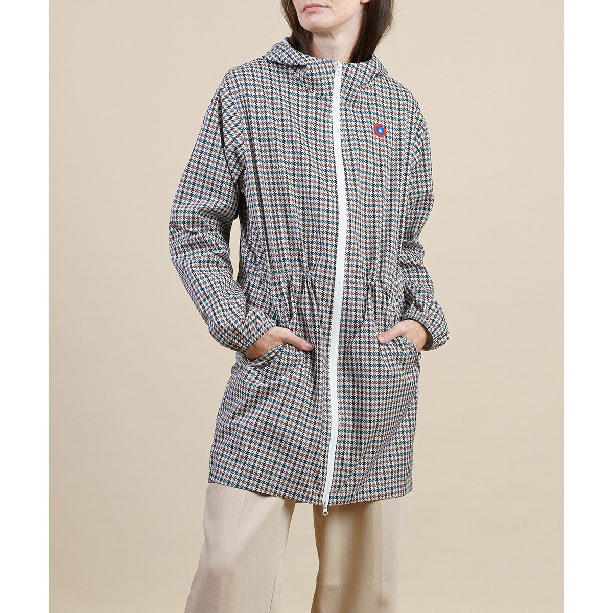 Unisex Amelot Checked Windbreaker with Zip Fastening