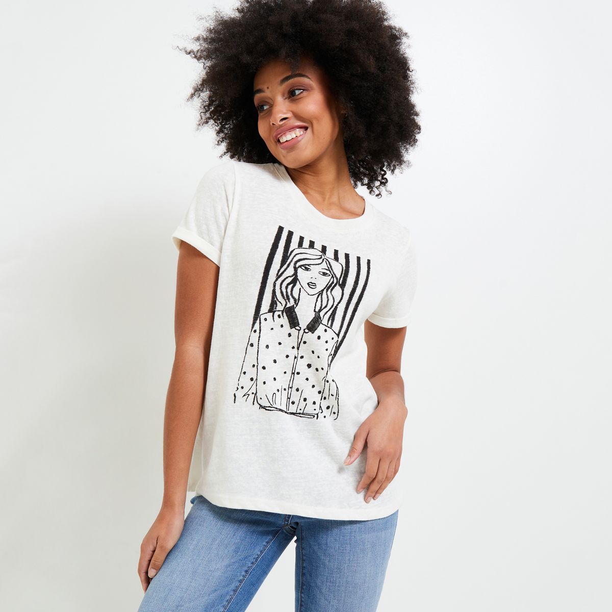 Tshirt print blanc cass ecru Grain De Malice La Redoute