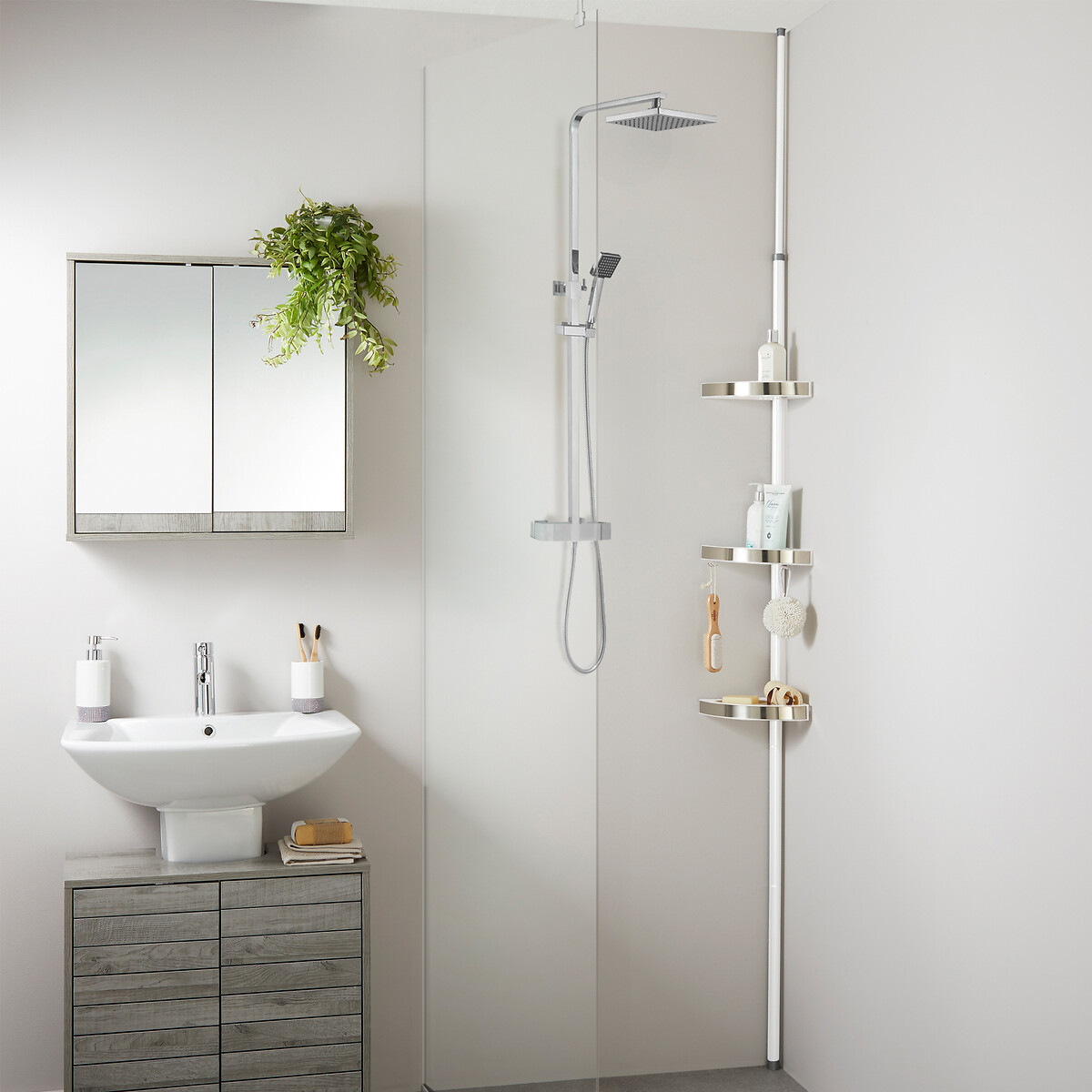 Floor to Ceiling Corner Shower Storage Unit