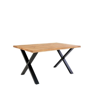 Table à manger en bois et métal 140x95cm bois foncé / noir - TOULON HOUSE NORDIC