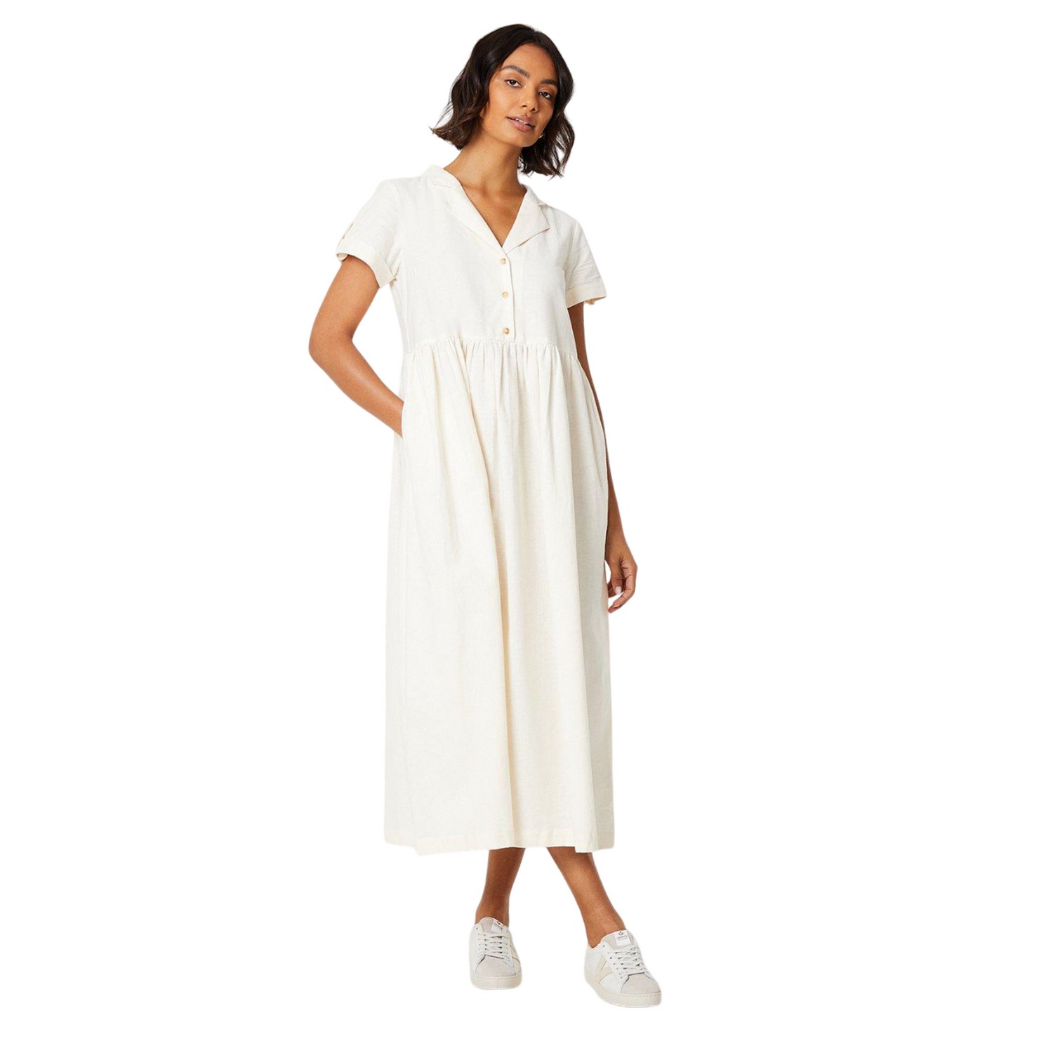 Chemisier Dorothy Perkins Épaules Froides à Carreaux Bleu Marine Et Blanc - Taille 12 - Occasion TB