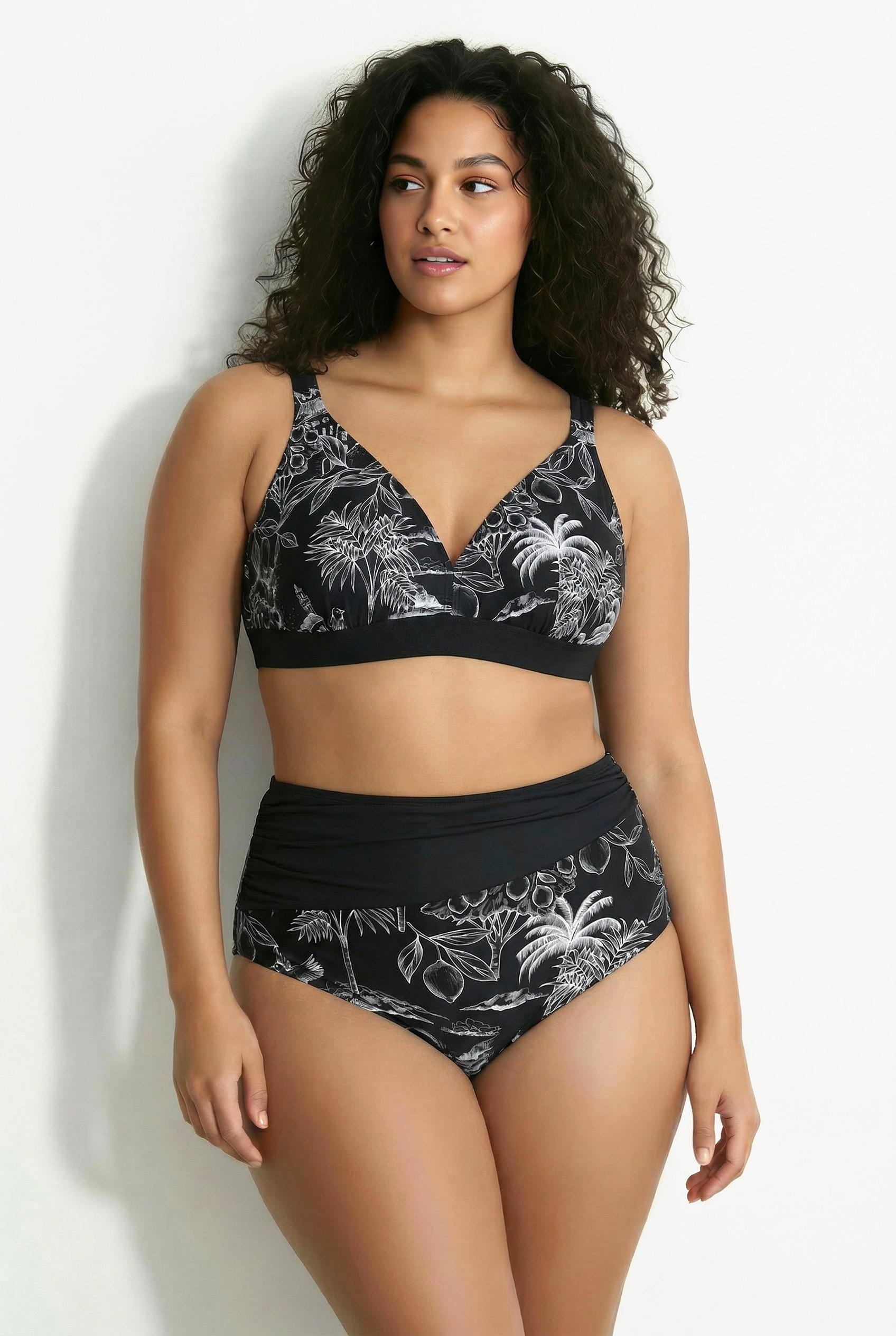 Bikini, motif palmiers, sans bonnets souples, ULLA POPKEN