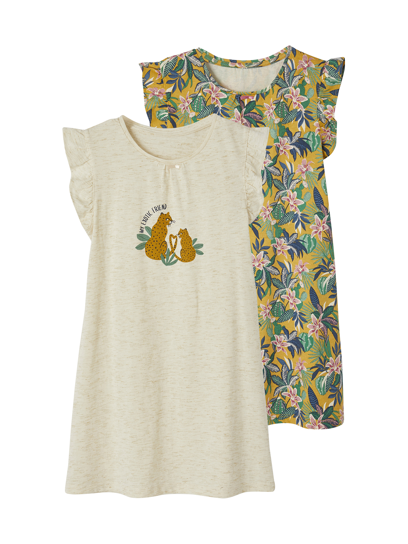 Lot de 2 chemises de nuit tropicales, VERTBAUDET