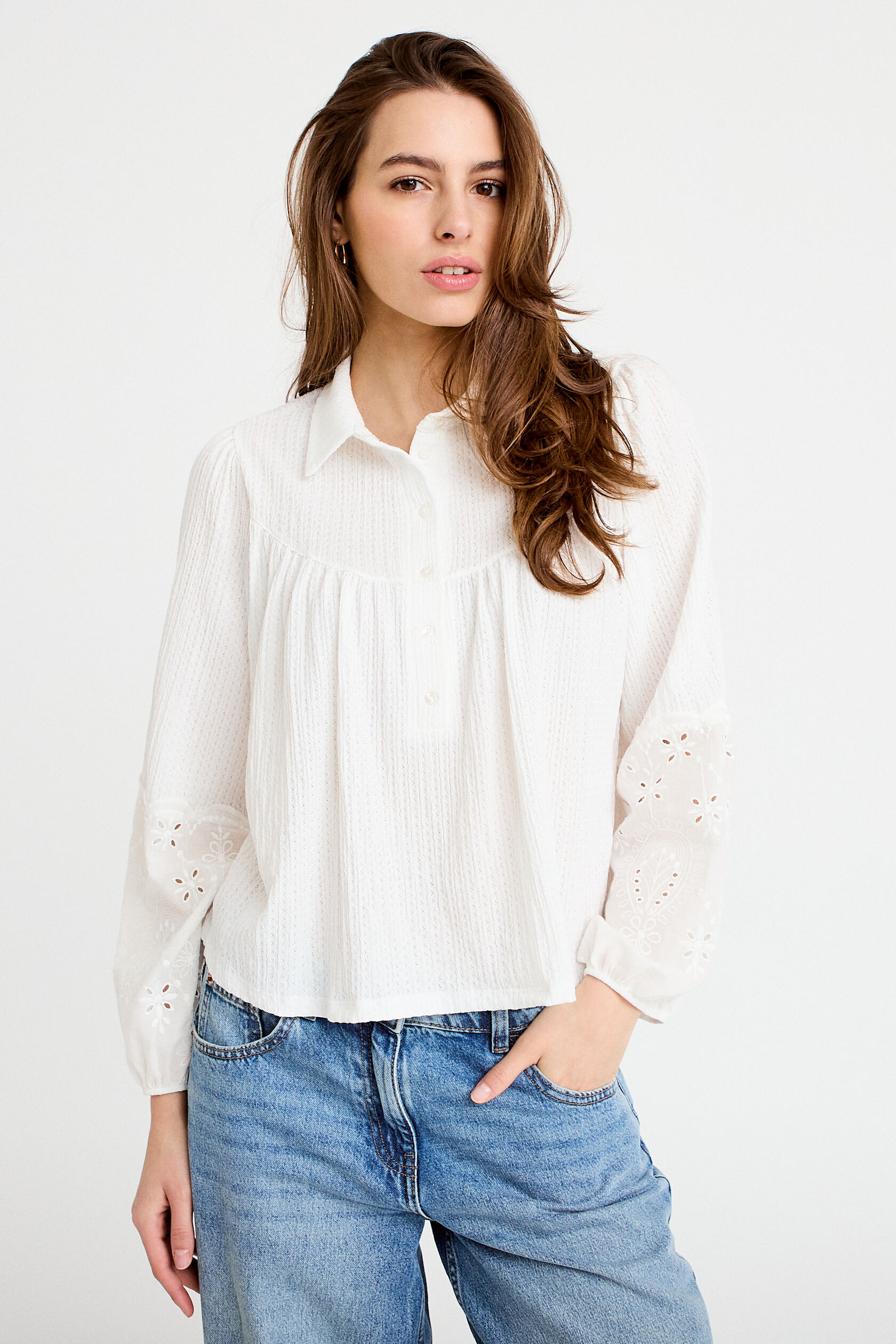 Blouse manches longues broderie, CACHE CACHE