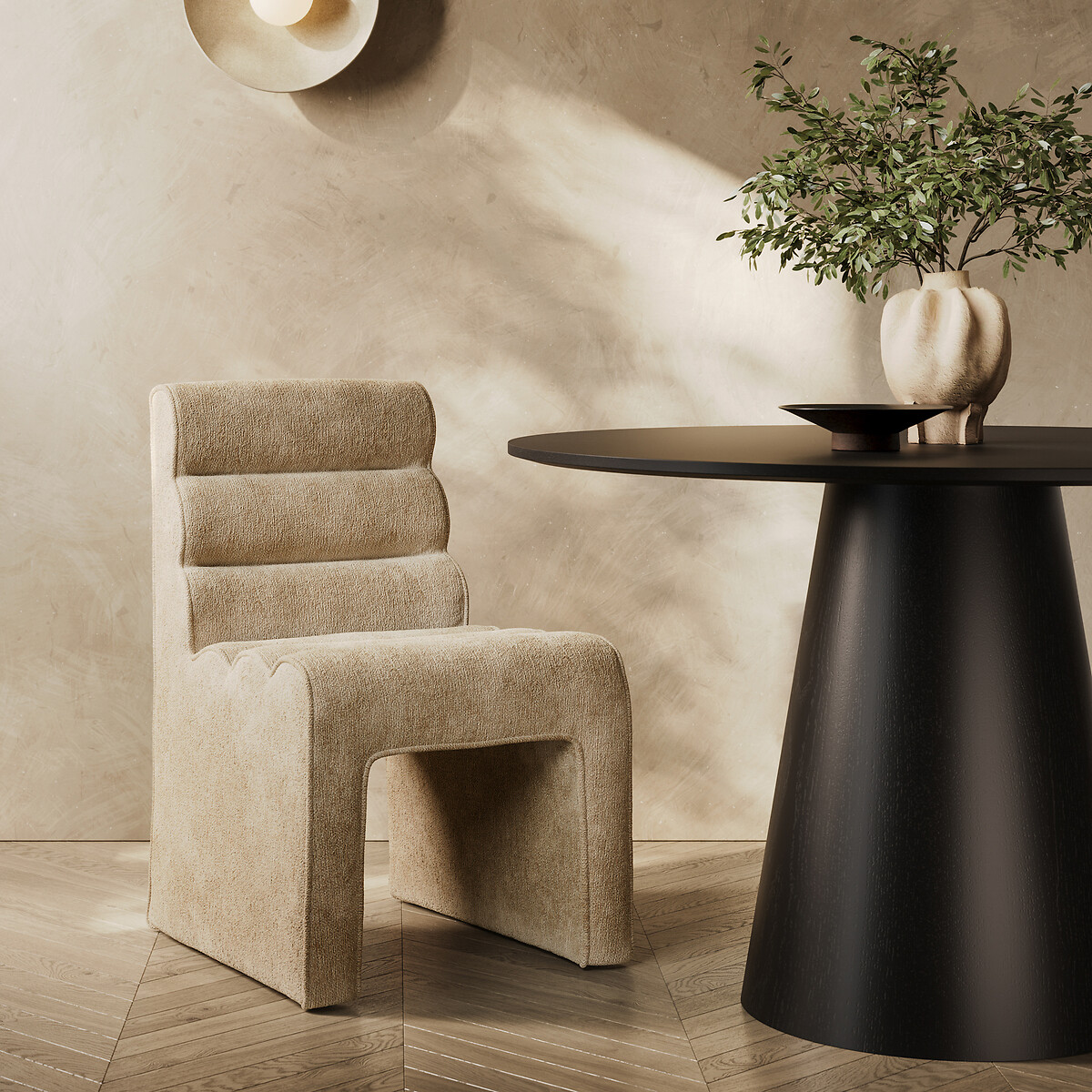 Chiara Sculptural Velvet Chenille Dining Chair, ÉDITÉ