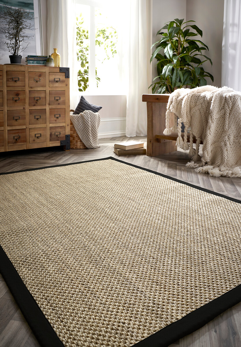 Herringbone Border Sisal Rug, SO'HOME