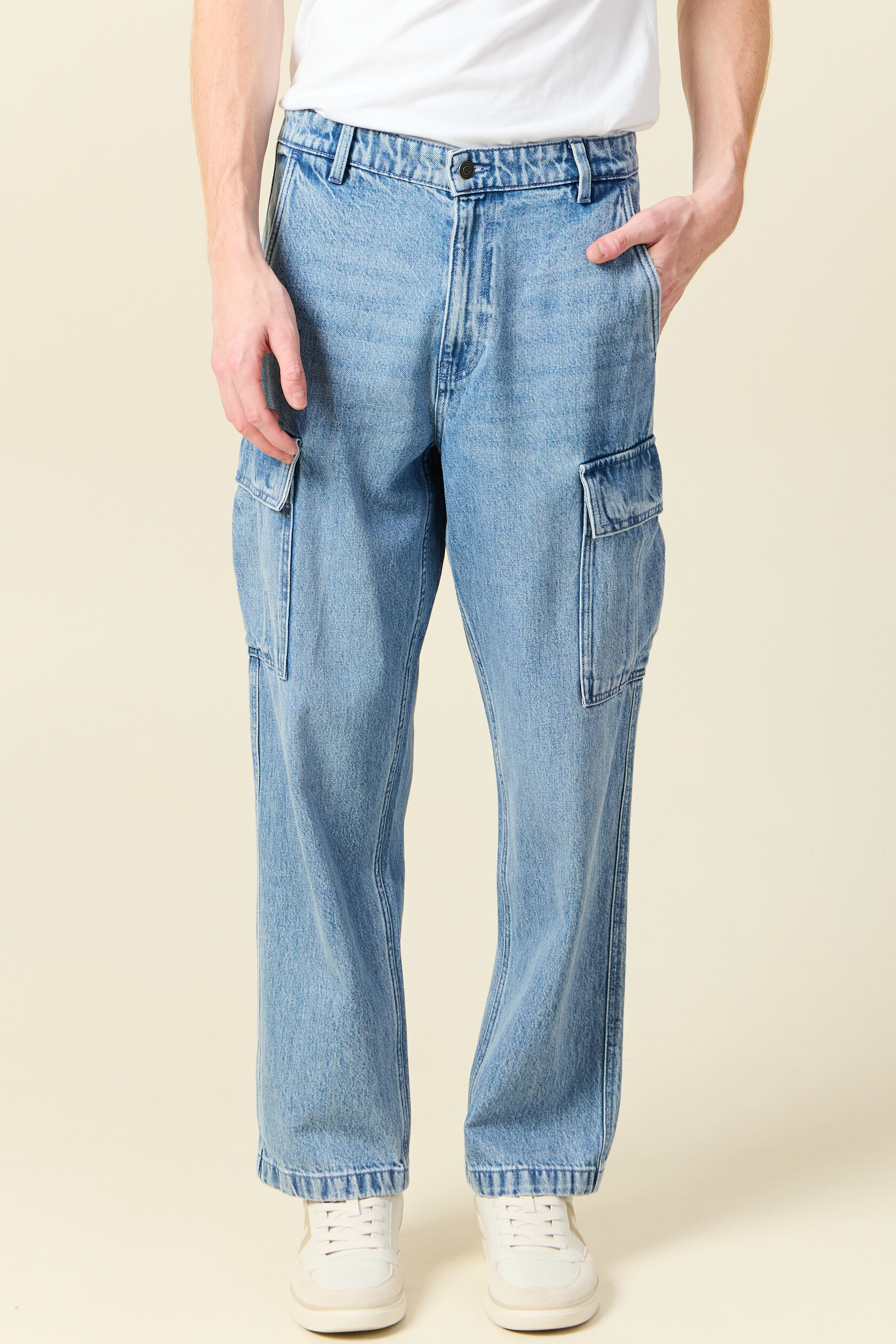 Pantalon cargo en coton, BONOBO