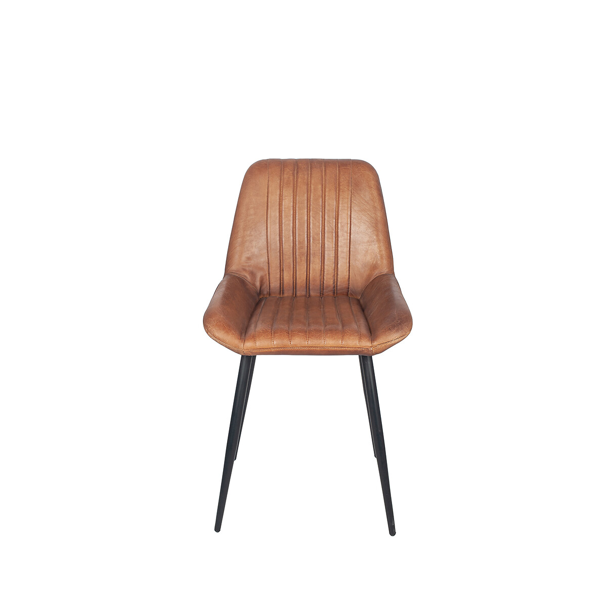 Retro Leather Dining Chair with Iron Legs, SO'HOME