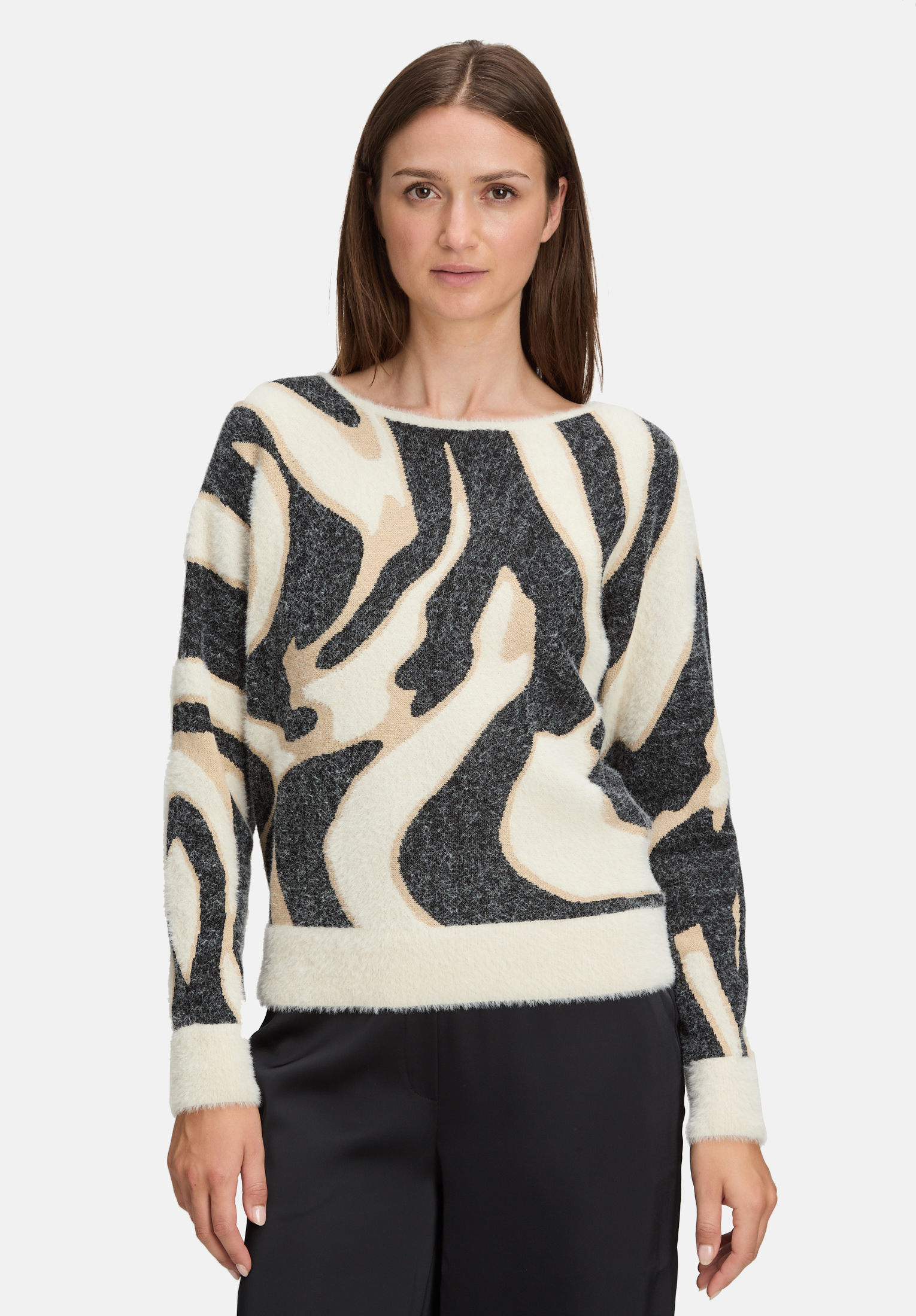 Pull-over en maille à bordures côtelées, BETTY & CO
