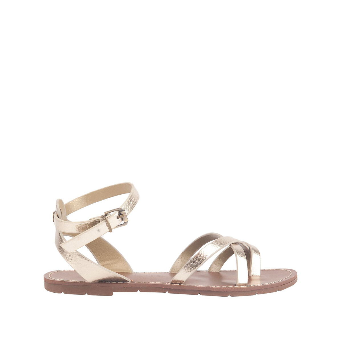 Onyx Crossover Slide black and rose gold strappy flat sandals - Palmaira  Sandals Menorcan Avarcas