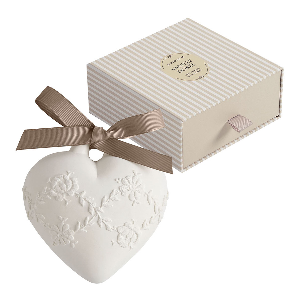 Décor parfumé Grand Cœur brodé - VANILLE DORÉE, MATHILDE M