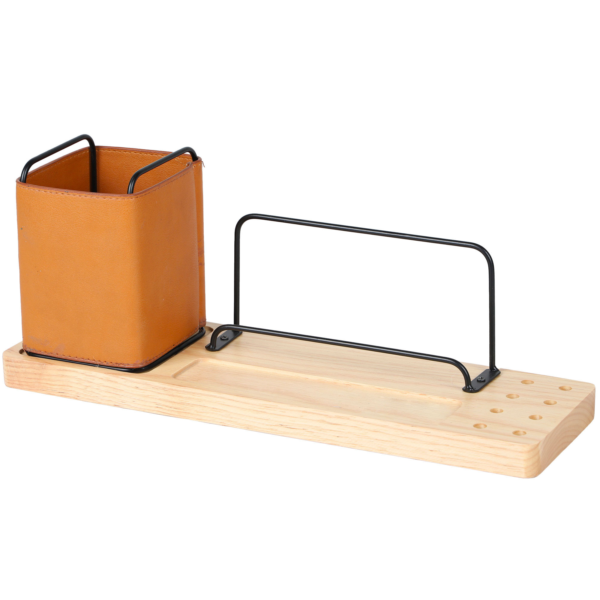 Organiseur de bureau bois et métal 36x11x13.5cm, WADIGA