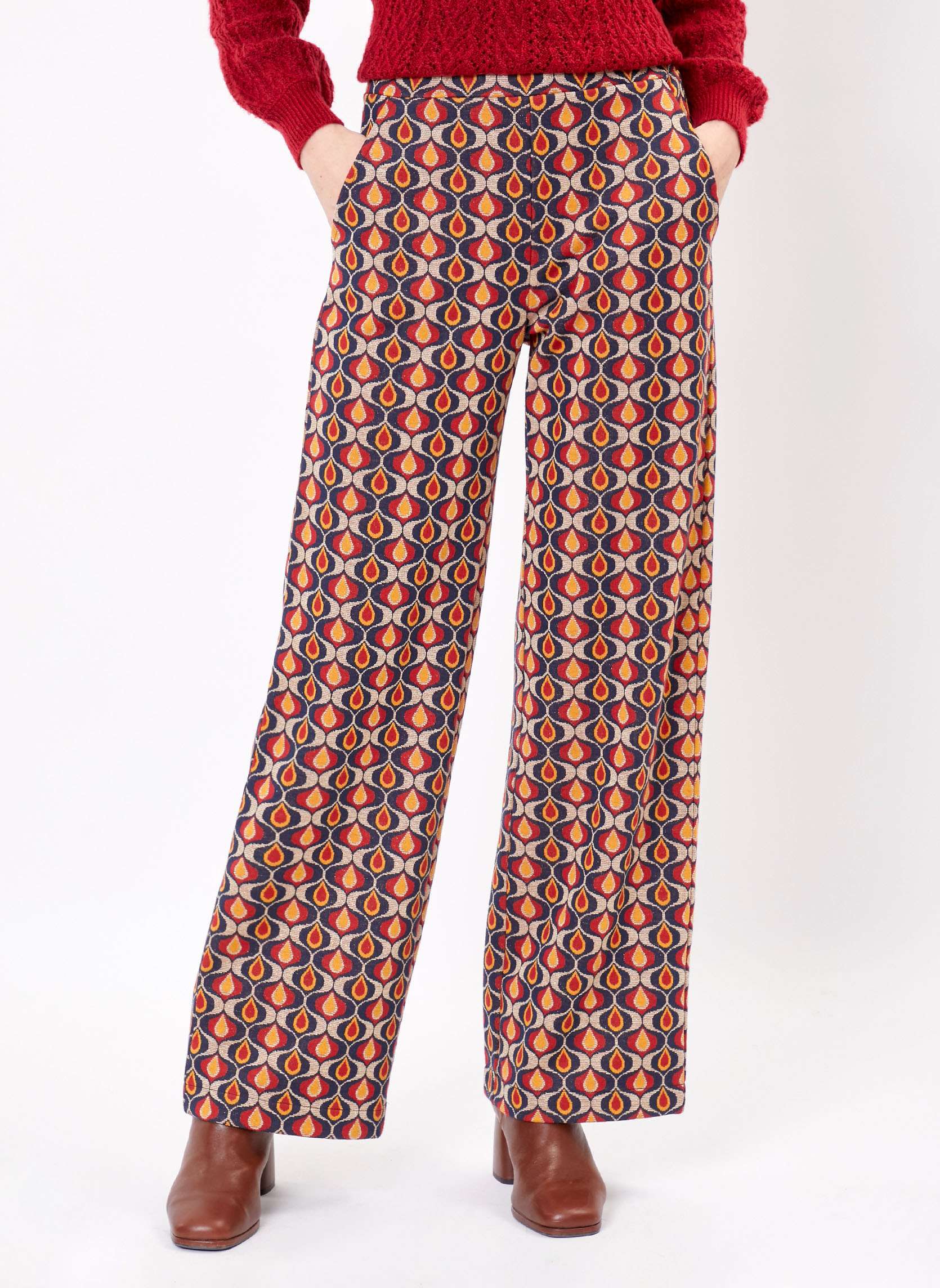 Pantalon large en maille imprimée PALMERO, PRINCESSE NOMADE