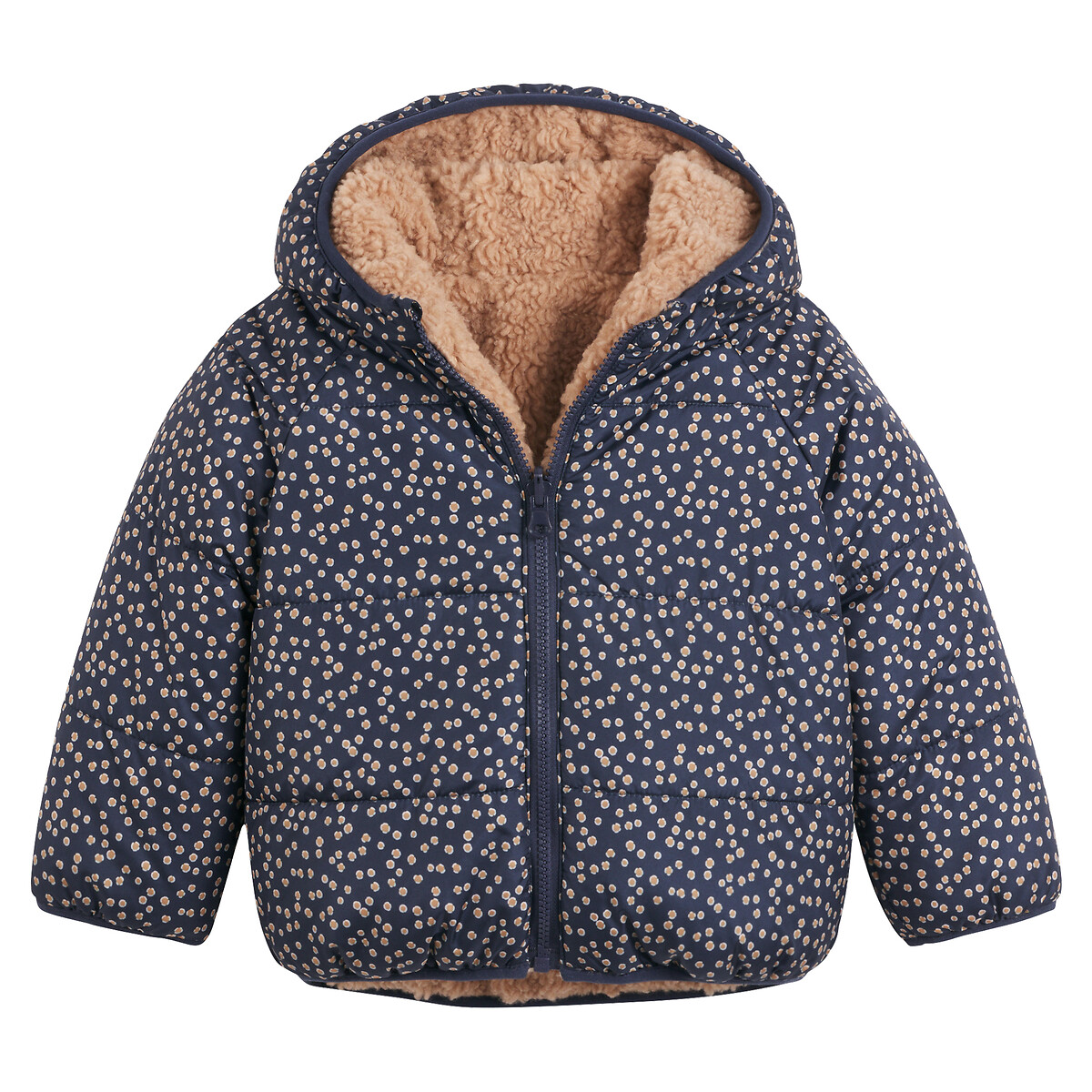 Doudoune chaude à capuche réversible, 1 face en sherpa, LA REDOUTE COLLECTIONS