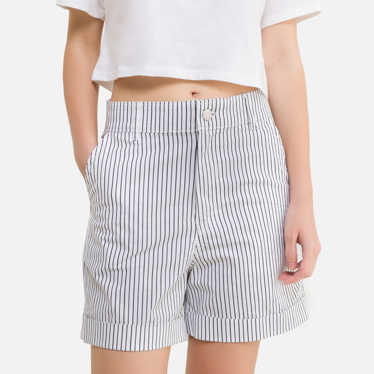 Blue And White Striped Shorts Womens - hilltopstory