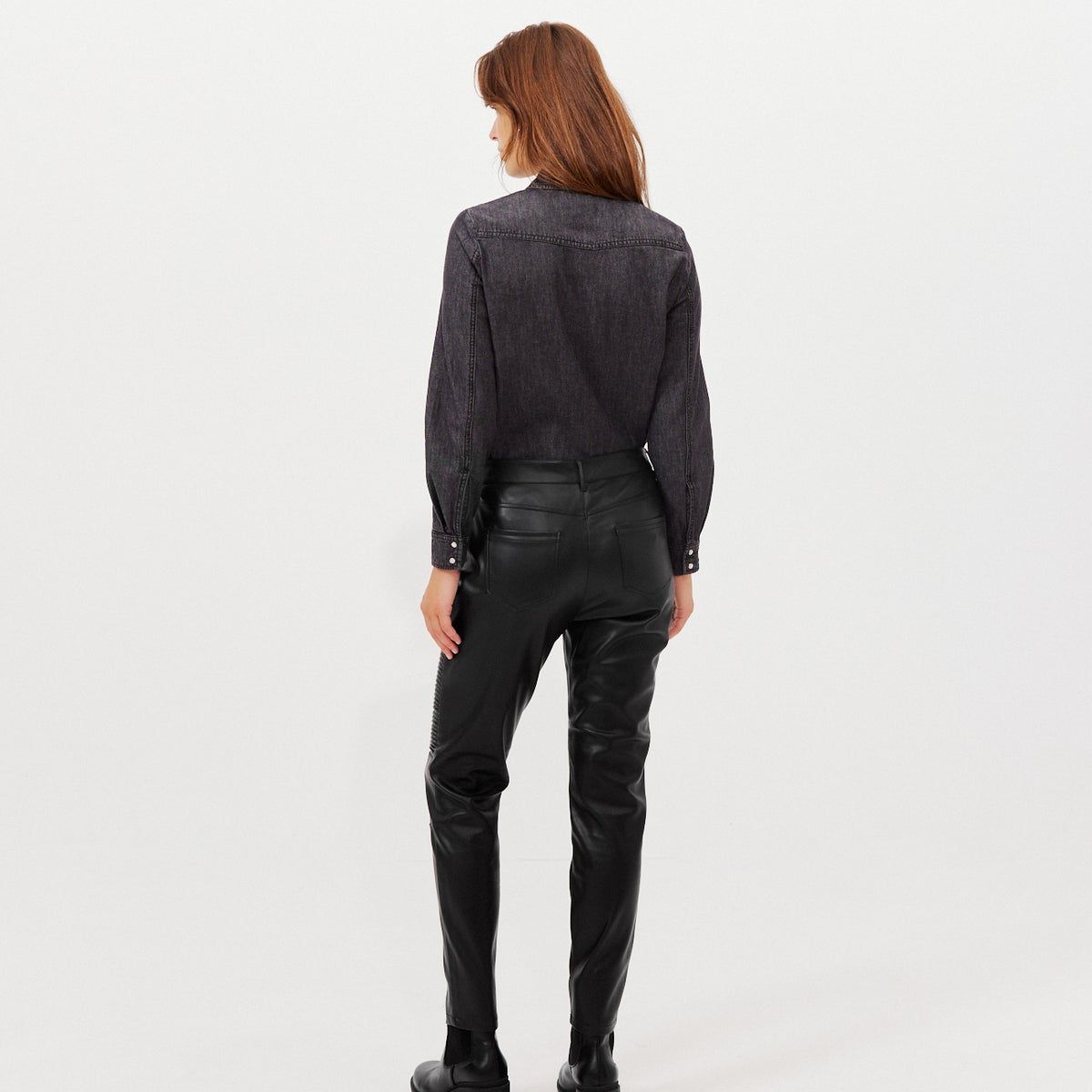 Pantalon biker en simili noir Promod La Redoute