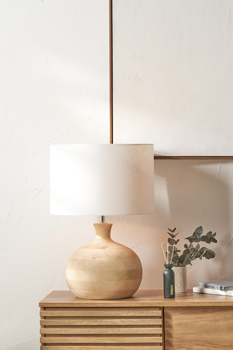 Kenton Mango Wood Round Table Lamp Base in Natural, ÉDITÉ