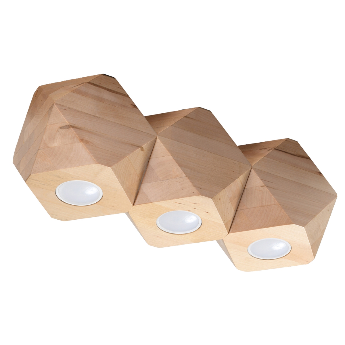 Plafonnier Bois Bois Naturel GU10 3 Woody, EDEN