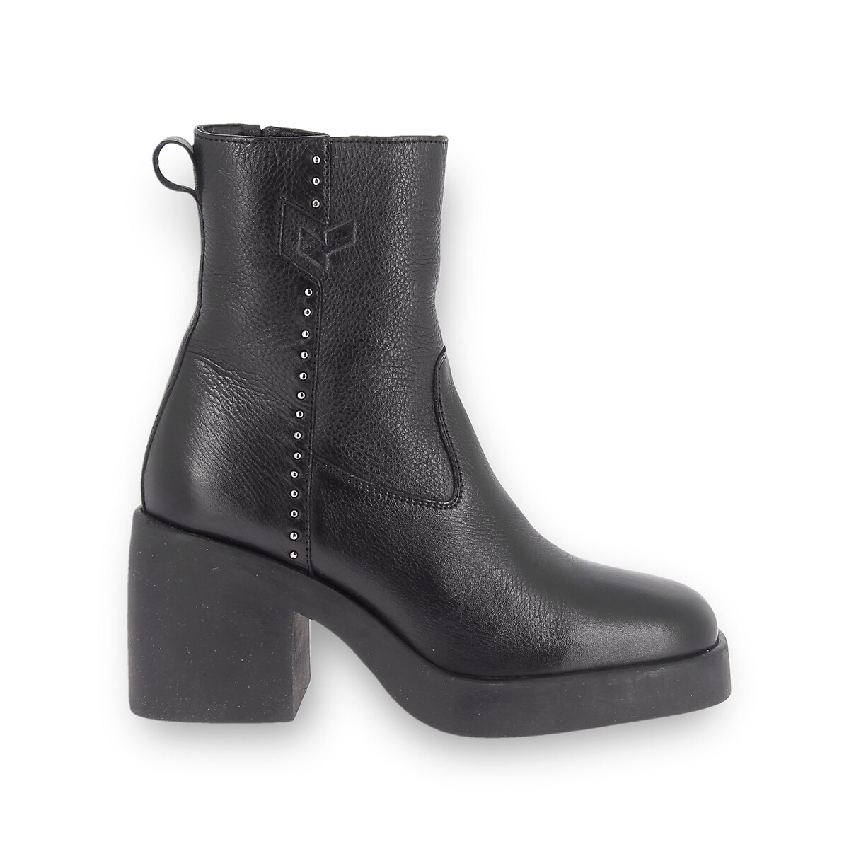Azra Leather Ankle Boots with Block Heel