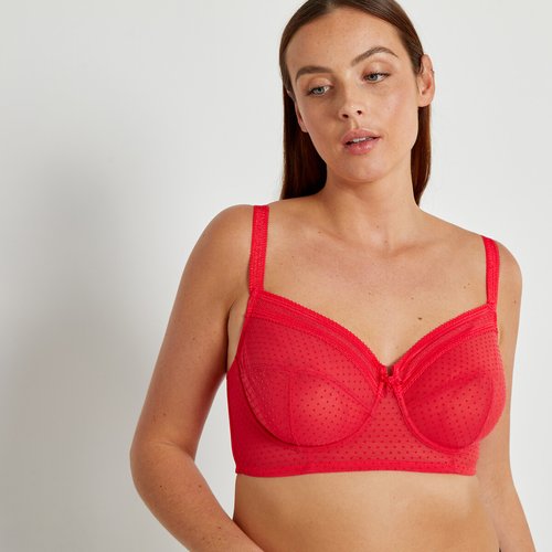 Aerobie bustier bra in dotted tulle red La Redoute Collections Plus