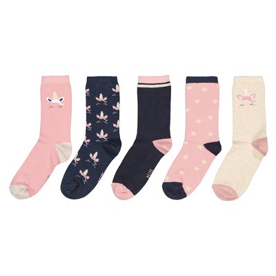 Pack of 5 Pairs of Socks in Unicorn Print Cotton Mix LA REDOUTE COLLECTIONS
