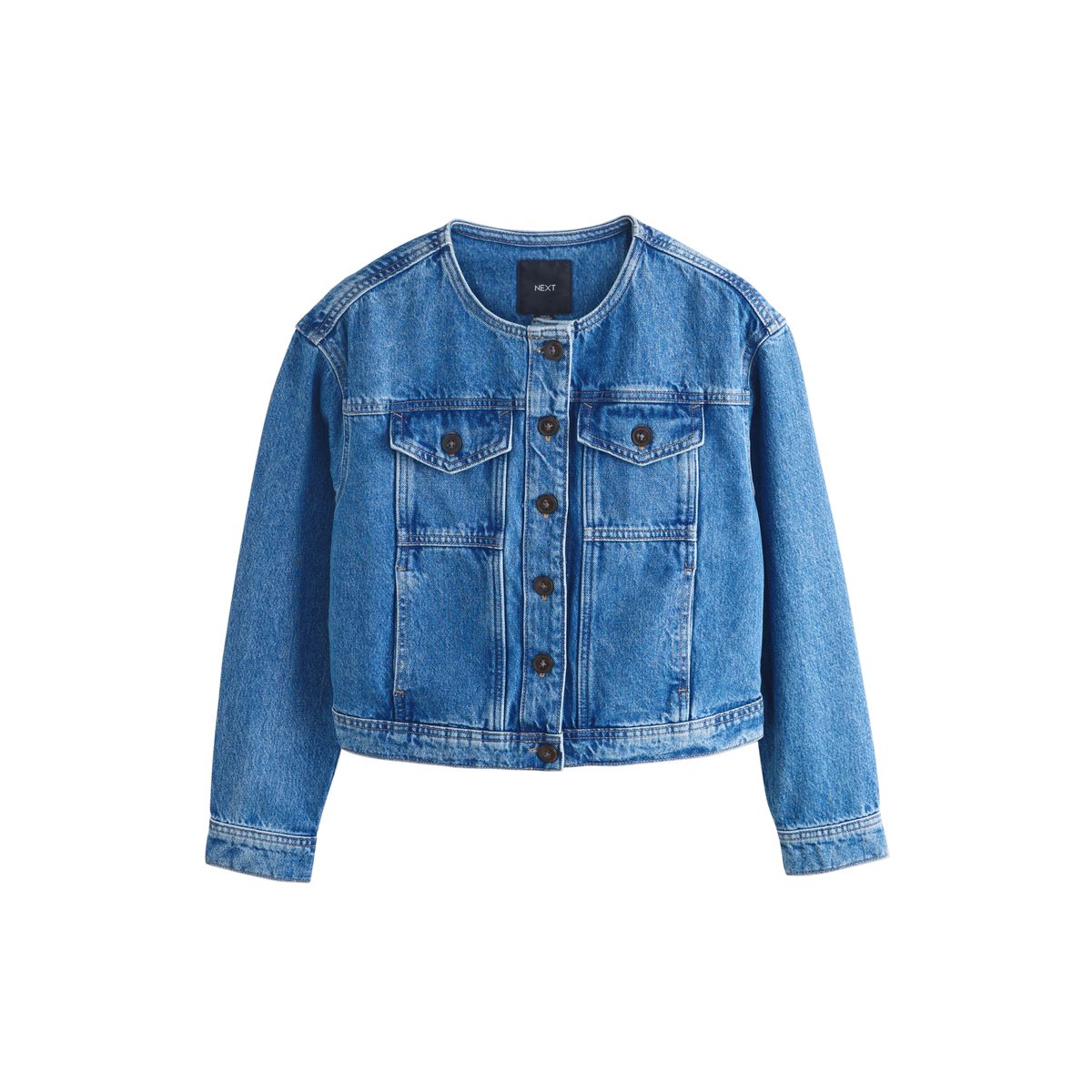 Veste sans col en denim, NEXT