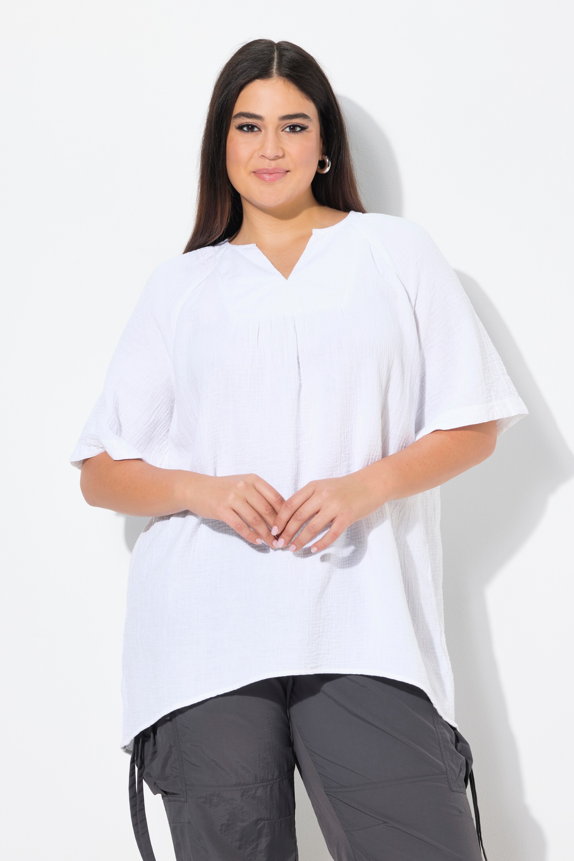 Blouse en mousseline. Col tunisien, ULLA POPKEN