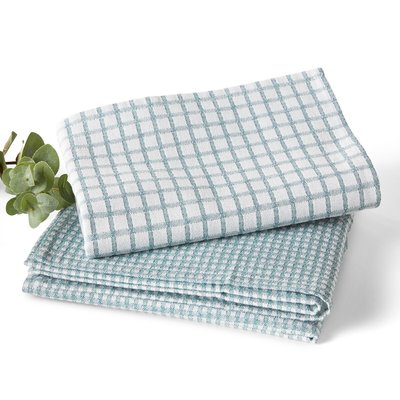 Set of 2 Checked 100% Cotton Tea Towels LA REDOUTE INTERIEURS