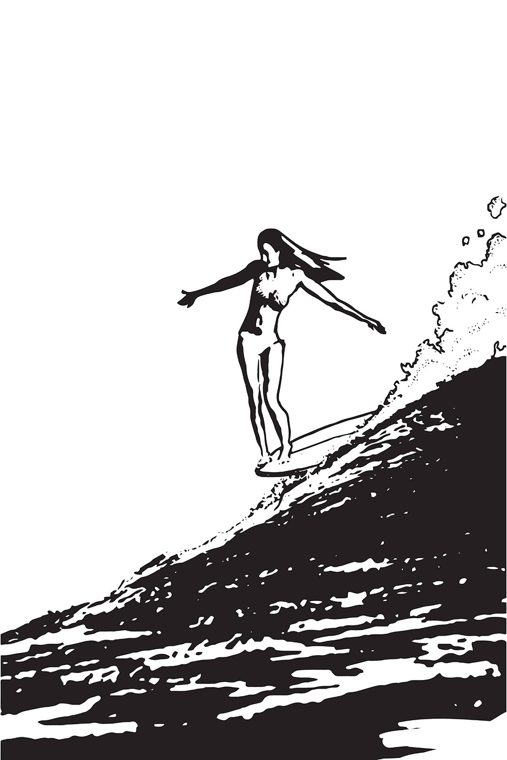 Tableau surfeuse longboard, HEXOA