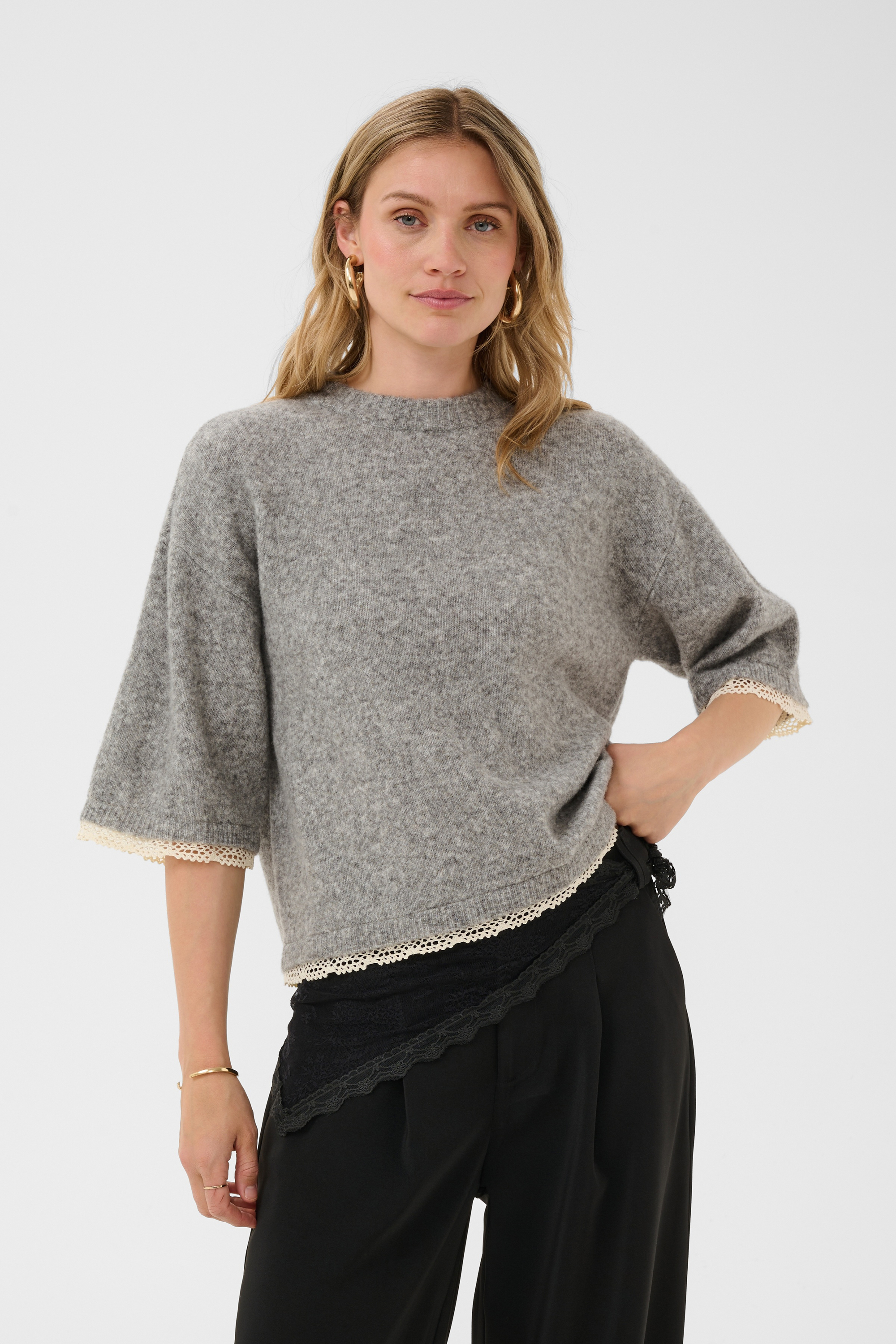 Pullover tricoté, CREAM