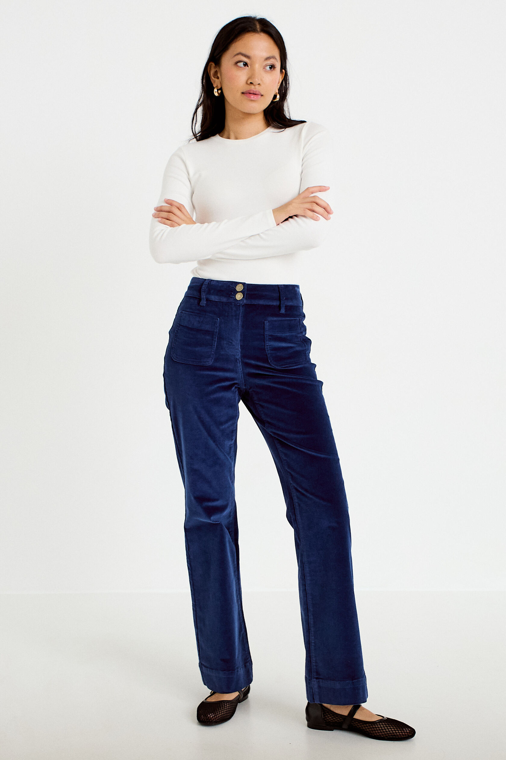 Pantalon bootcut taille haute velours, CACHE CACHE