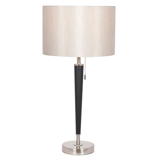 Matt Black Metal Tapered Stem with Silver Accents Table Lamp, silver-coloured/black, SO'HOME