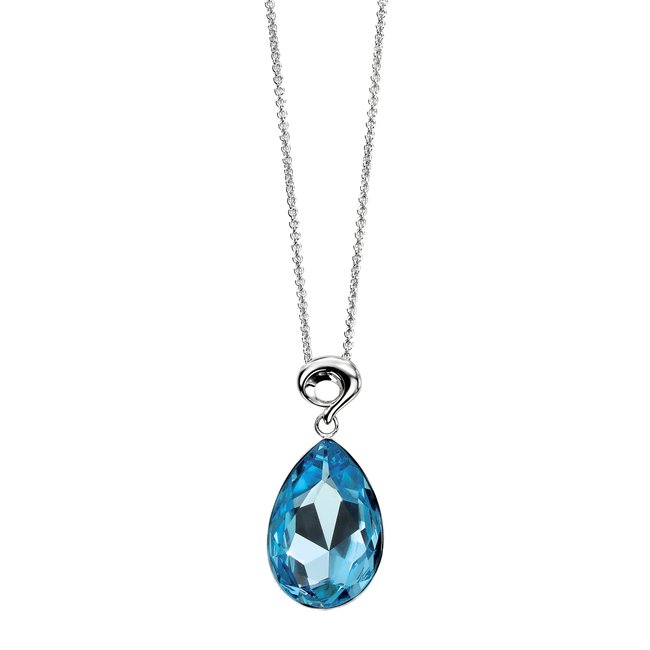 Sterling Silver Pendant With Aquamarine Crystal Stone, silver-coloured, BEGINNINGS