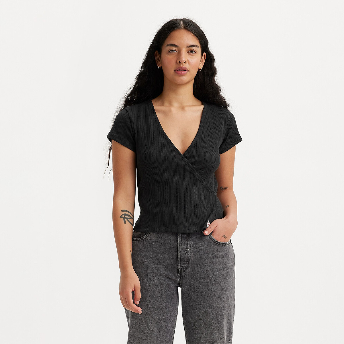 Wikkelshirt met korte mouwen zwart Levi s La Redoute