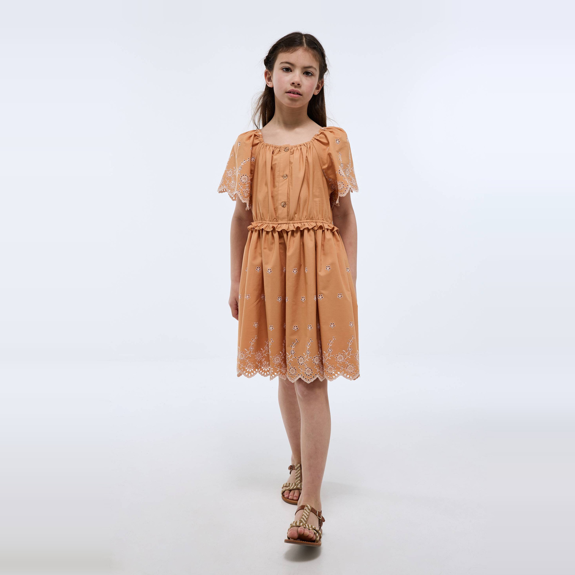 Robe brodée en coton, MONOPRIX