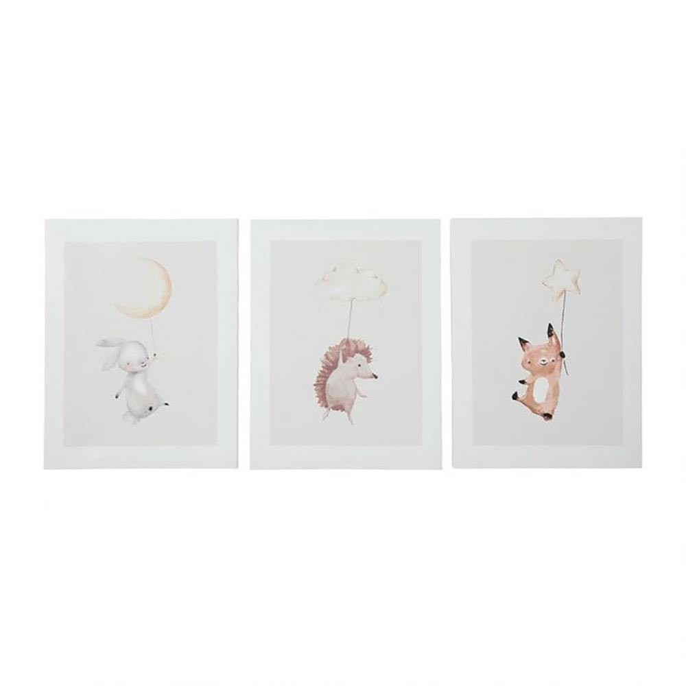 Lot de 3 tableaux toile Doudous 30x40, DECORATIE
