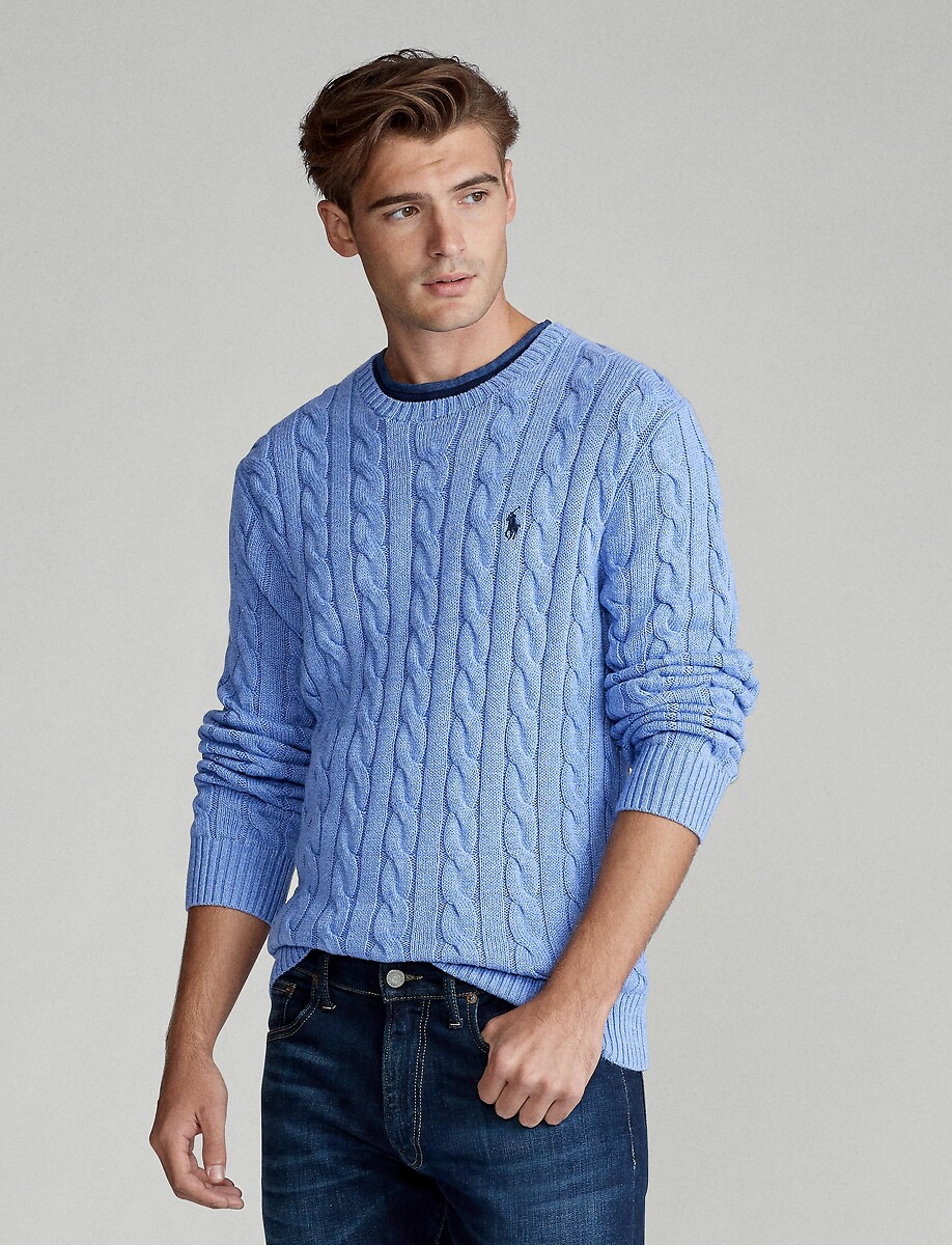 Pull col rond en coton maille torsadée, POLO RALPH LAUREN
