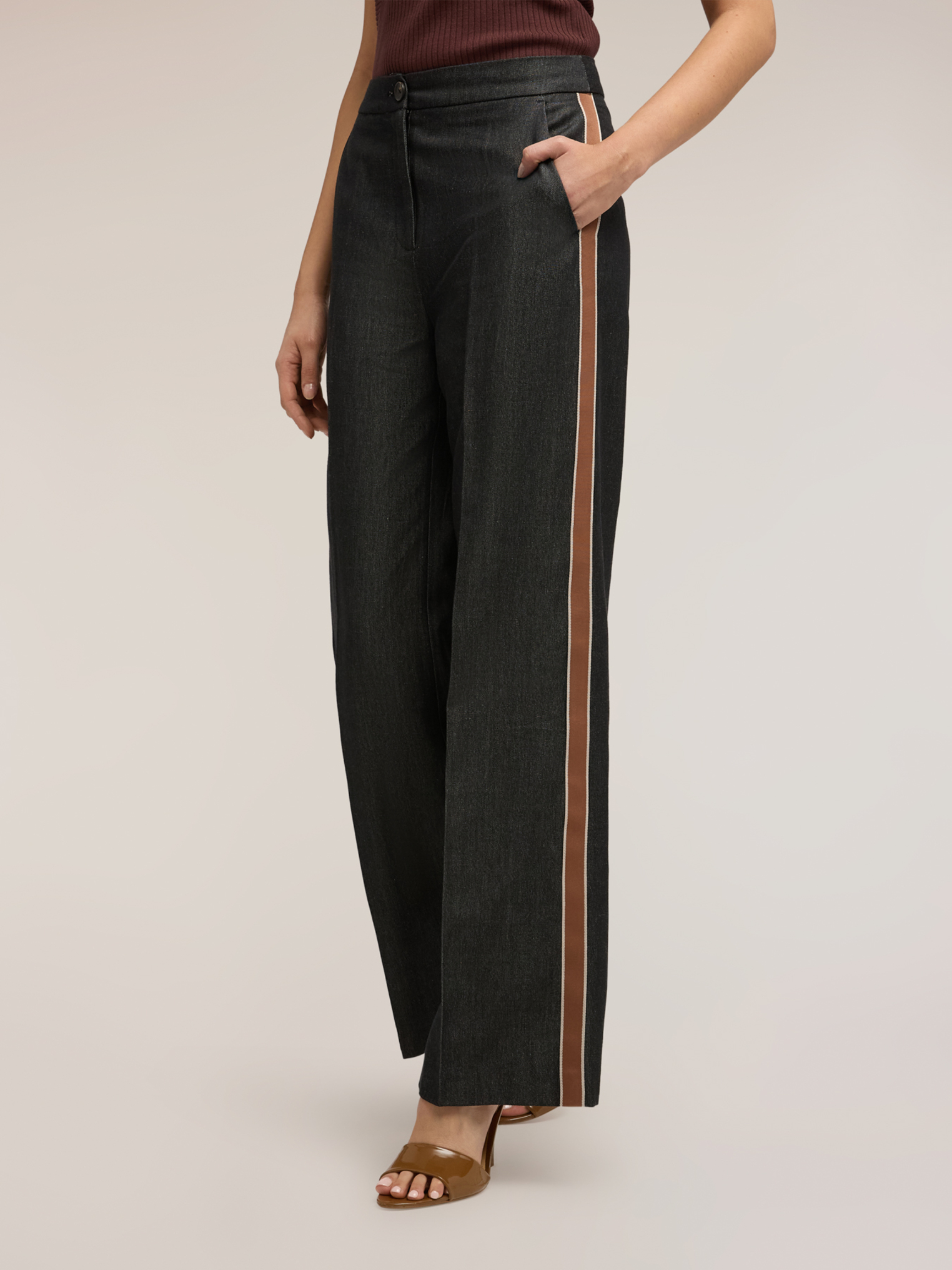 Pantalon palazzo avec bandes latérales, MOTIVI