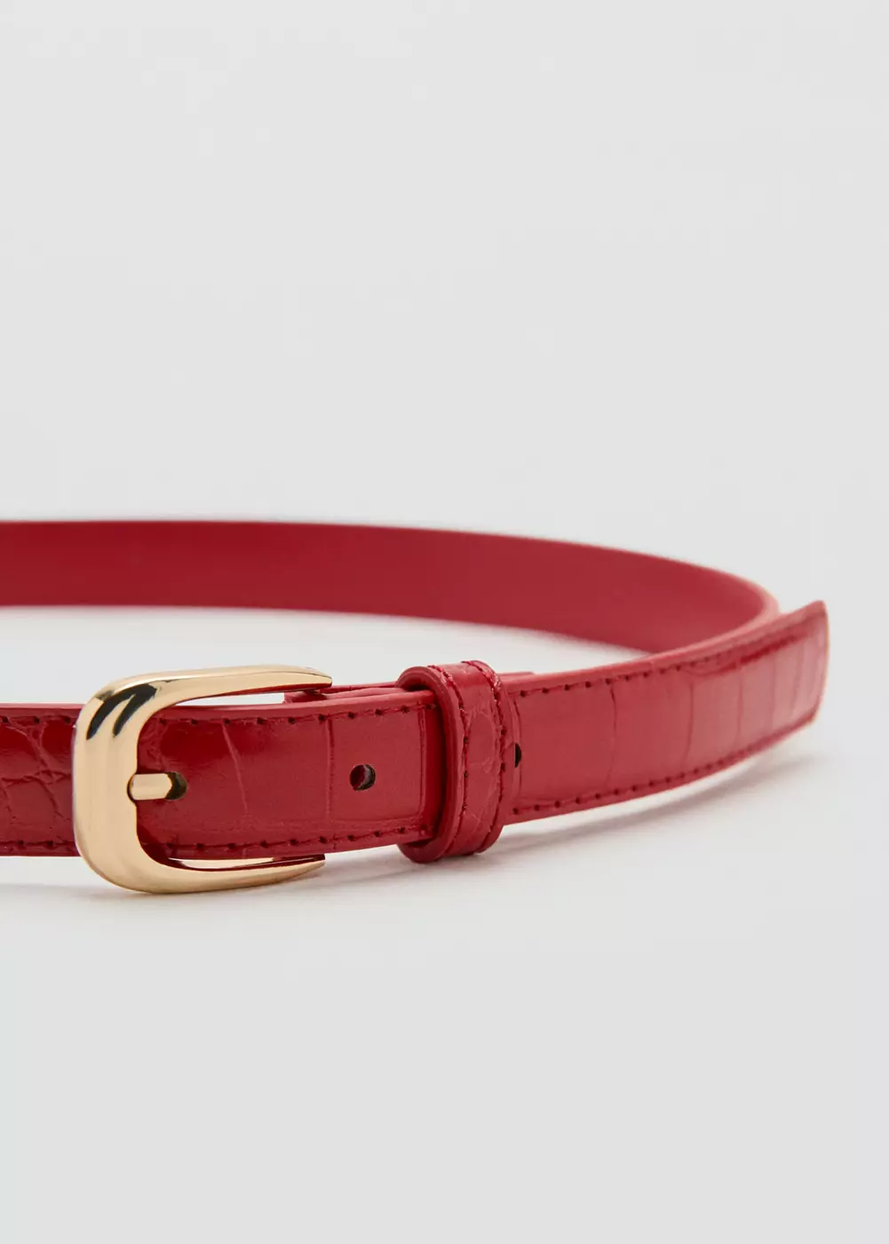 Ceinture fine effet cuir croco, MANGO