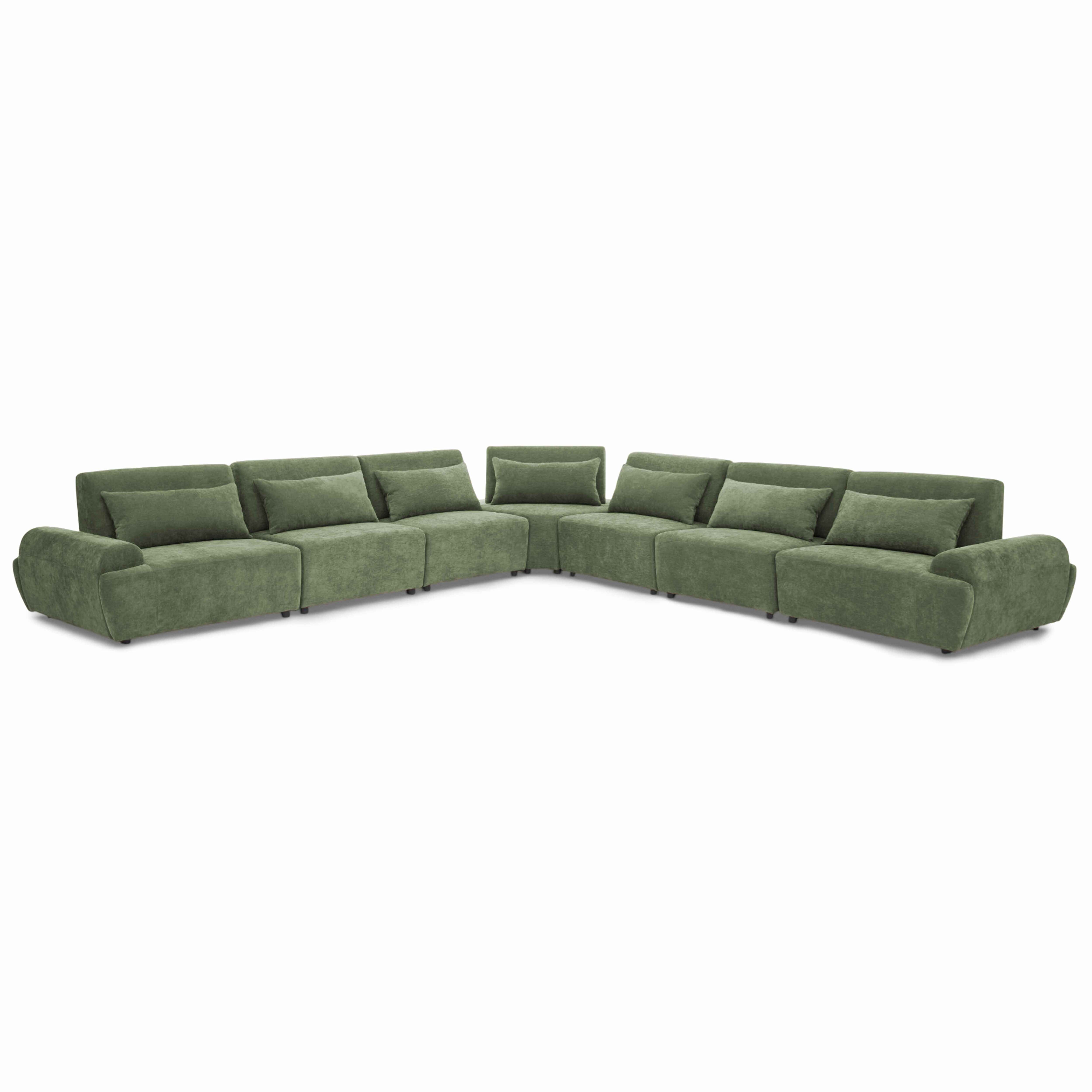 Canapé modulable d'angle 7 places en tissu avec coussins dossier ajustable, CALLISTO, OVIALA