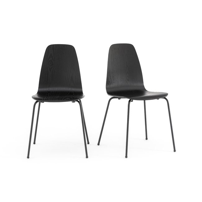 Set of 2 Biface Vintage-Style Chairs, black, LA REDOUTE INTERIEURS