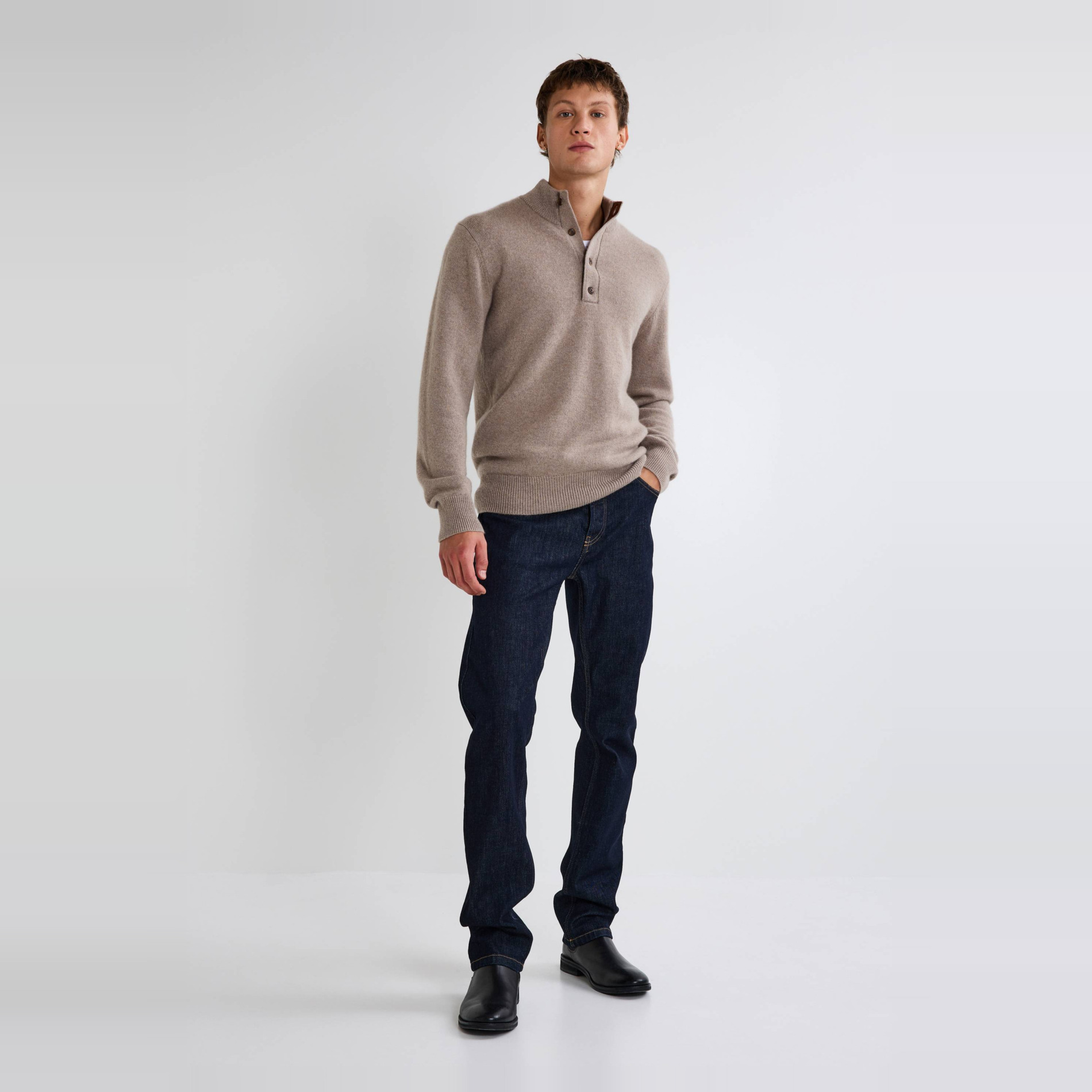 Jean straight en coton, MONOPRIX